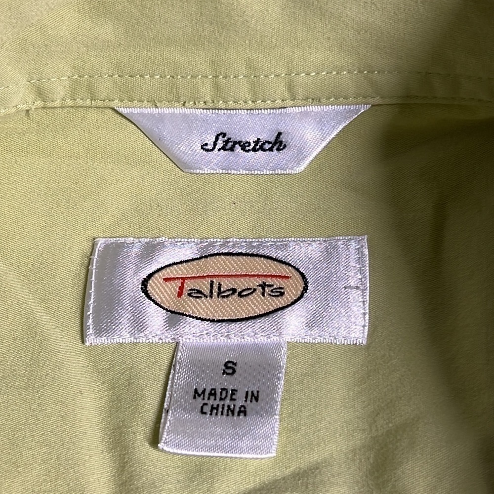 Talbots Stretch Small Lime Green Button Front Shi… - image 5